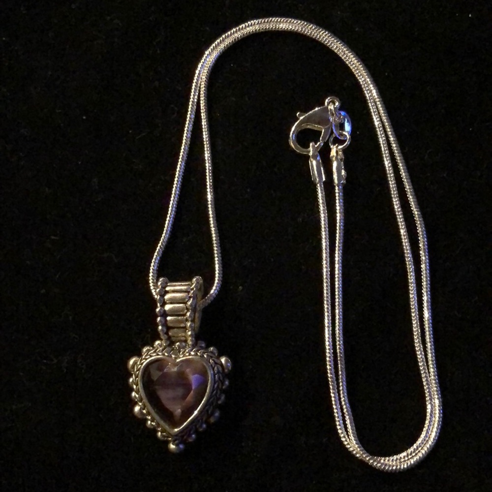 Silver Tone Heart Necklace 18”